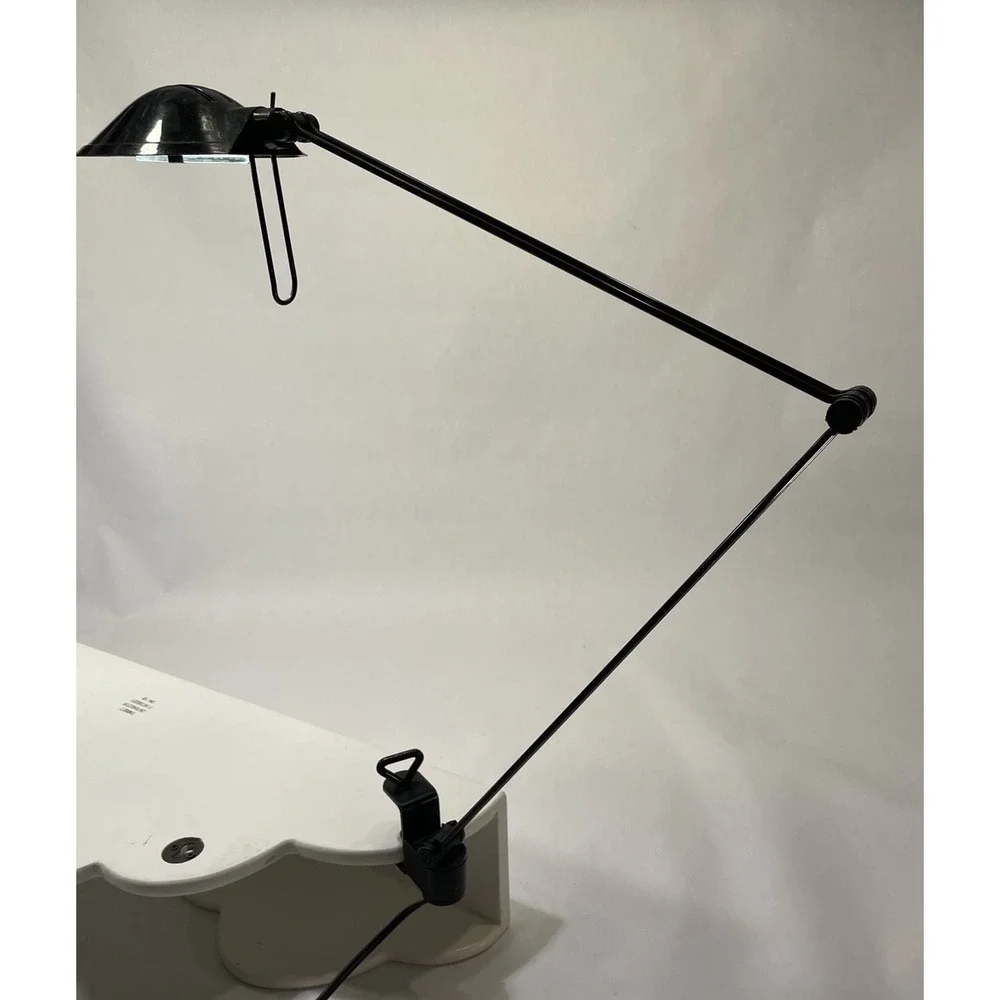 Vtg Ikea Articulating Desk Lamp With Clamp Black Halogen Working